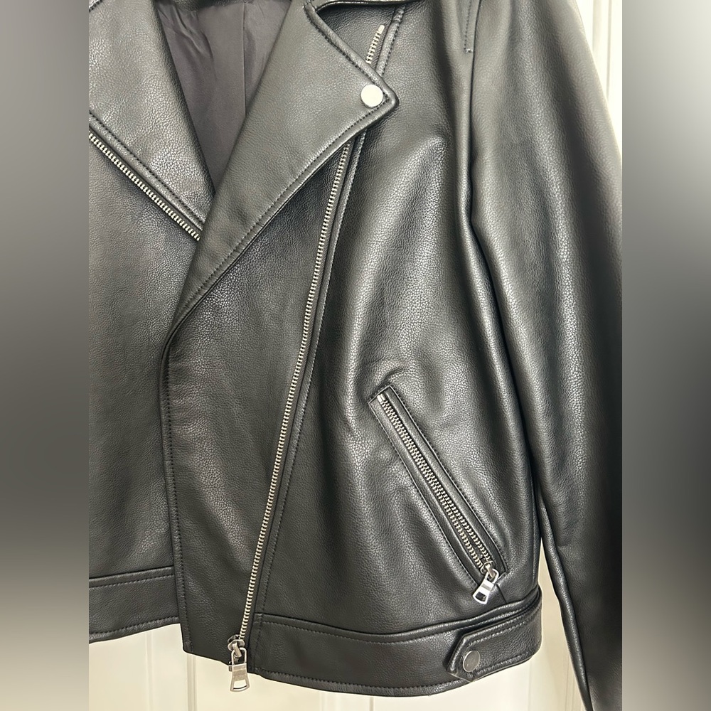 LOFT Black Faux Leather Moto Jacket - Picture 4 of 5